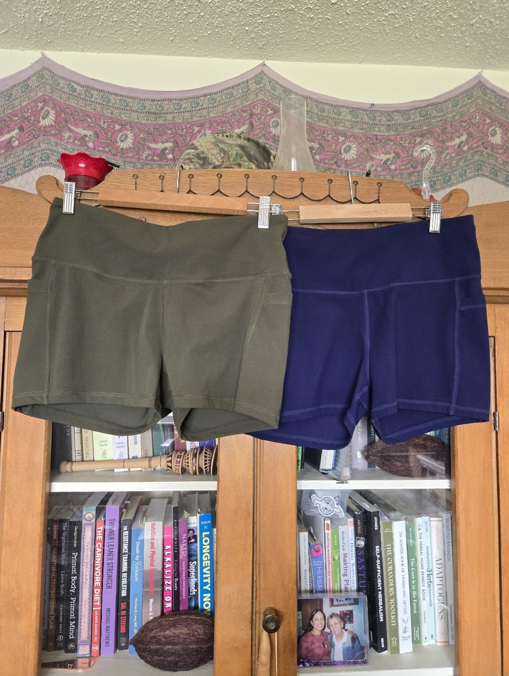 Biker Shorts 2 Pack Olive & Navy Athletic Pocket Short Shorts